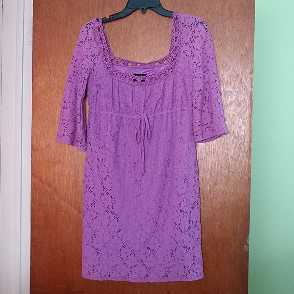 Lilac Eyelet boho dress Laundry by Shelli Segal